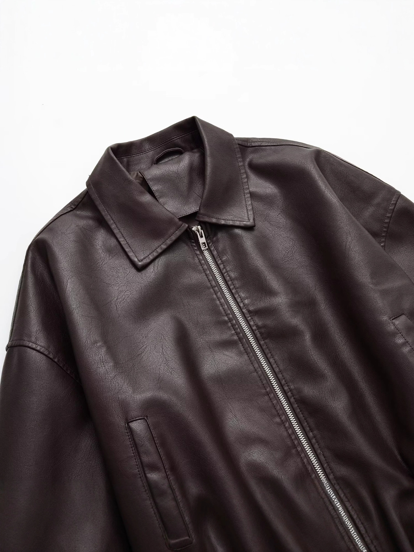 Cross-border European and American 2025 Winter new urban style lapel fashion retro neutral style motorcycle leather jacket for women