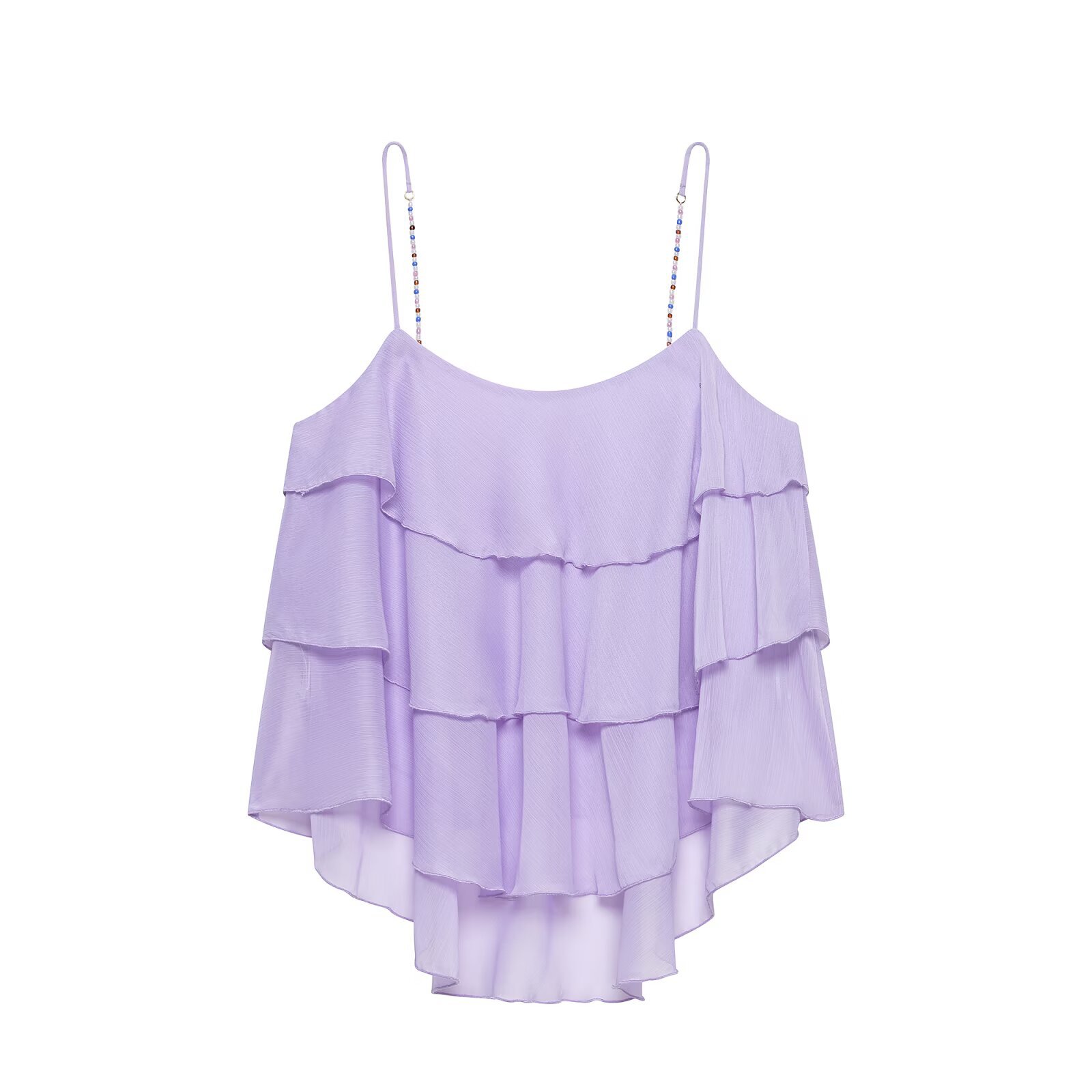 TAOP&amp;ZA Women's 2026 Summer New Off-Shoulder Base Layer Camisole Top with Beaded Trim