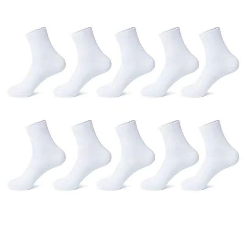 Cotton black, white, and gray socks, short socks, breathable, sweat-absorbent, and odor-resistant Xinjiang cotton men's and women's mid-calf socks wholesale.