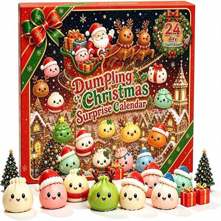 Baozi Kneading Fun 24-compartment Christmas Arrival Calendar Blind Box Soft Rubber Stress-relieving Kneading Toy Children's Christmas Gift Box