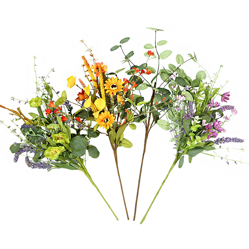 Cross-border artificial flower bouquets, best-selling decorative items, plant daisies, lavender artificial flowers, eucalyptus artificial green plants