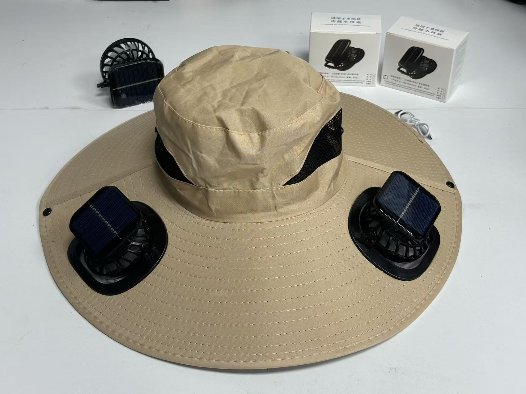Men's Solar Fan Hat, USB, Summer Outdoor Hiking Fishing UV Protection Sunshade Fisherman Hat