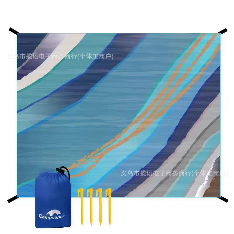 Beach mat, digitally printed outdoor picnic mat, ultra-thin camping mat, waterproof, sandproof, portable, moisture-proof mat, pocket blanket