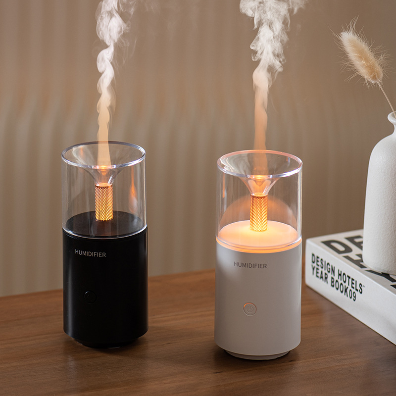 New car humidifier, home office desktop, creative candlelight atmosphere, night light, spray aroma diffuser