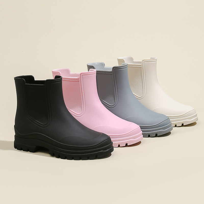 TPE Fashion Chelsea Short Rain Boots Women's Versatile Rain Boots Martin Boots Non-slip Water Boots Adult Overshoes
