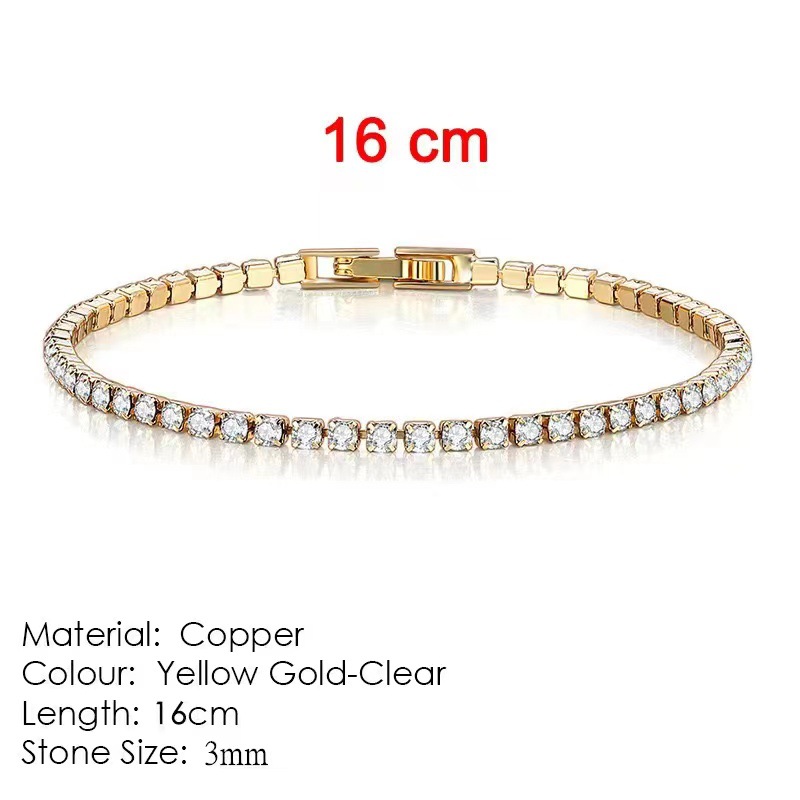 A cross-border bestseller, 3mm single-row diamond bracelet, is a versatile and niche design for women. It features an ins style and is a basic, simple and light luxury accessory