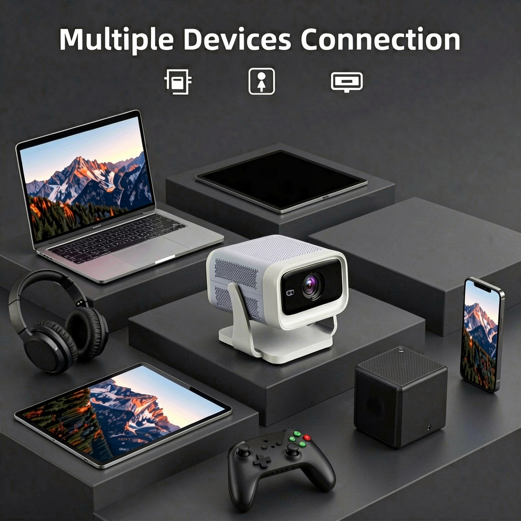[Cross-border Exclusive] 4K Ultra HD Smart Projector, Home Use, WiFi 5G Bluetooth, Portable Mini Bedroom