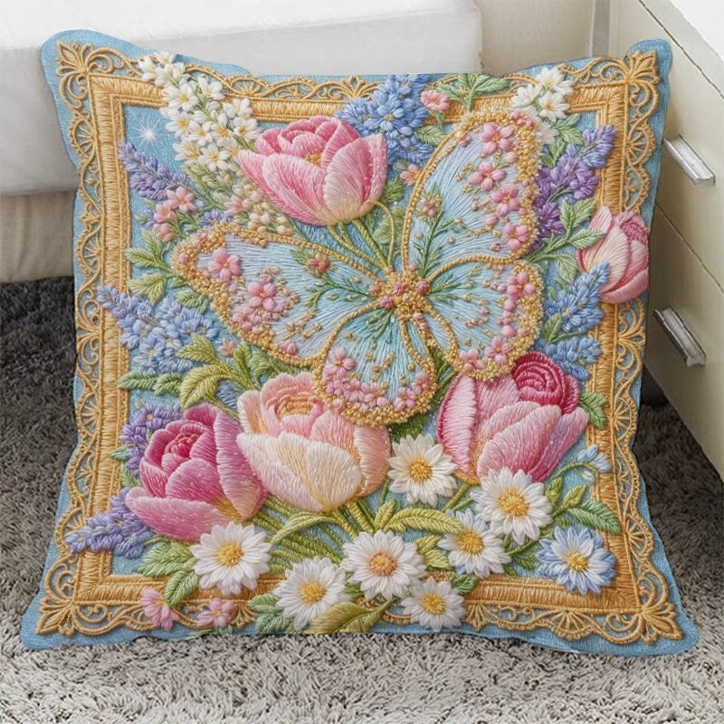 Yiwu JIT delivery warehouse Dreamy flower butterfly pillowcase printed flat, Amazon ETSYPOD cross-border OZON