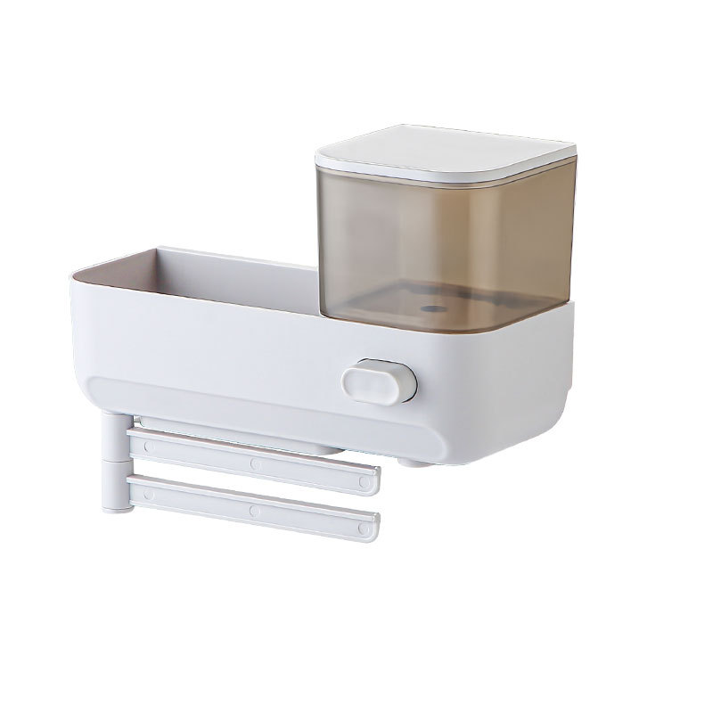 Kitchen drain rack, no-drill wall-mounted soap dispenser, dish soap dispenser, dishcloth and rag storage rack