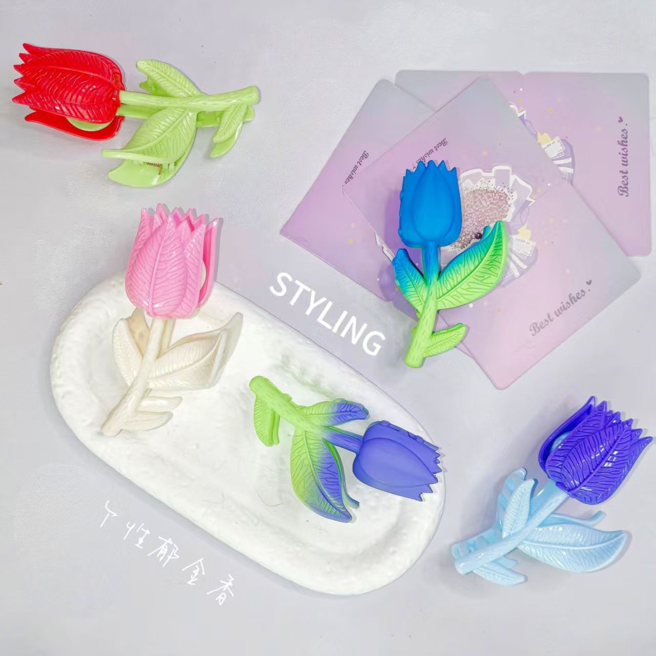 Dark tulip hair clip, large plastic shark clip, a popular cross-border e-commerce hair accessory and updo tool in European and American styles.