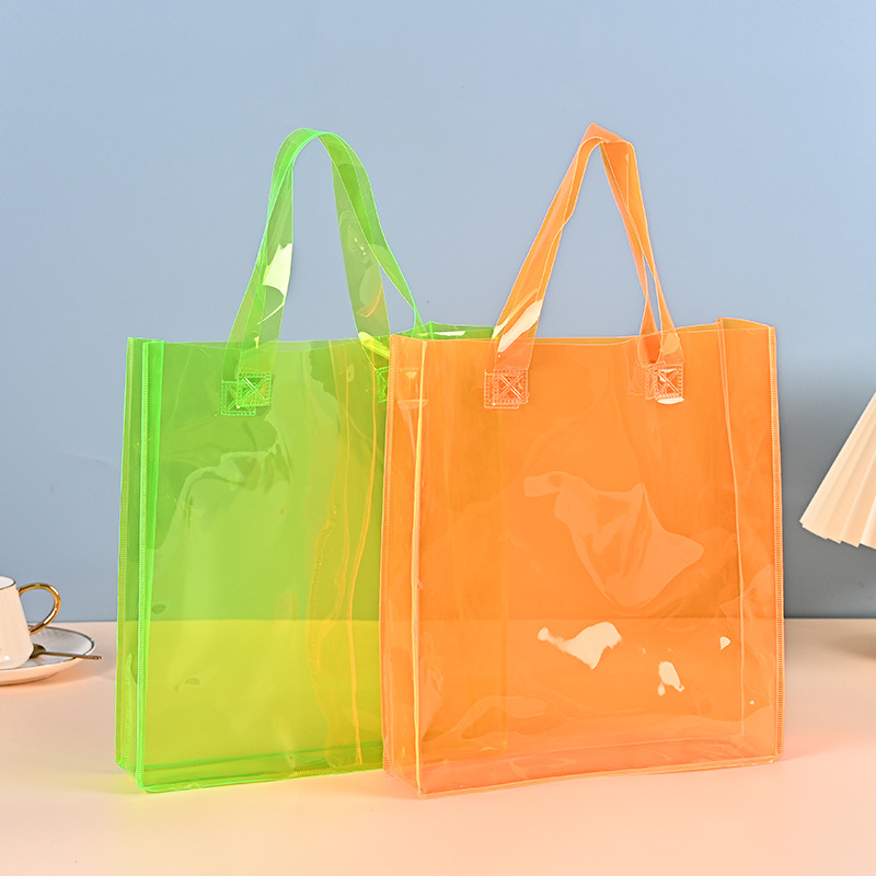 Customizable fluorescent PVC handbags, semi-transparent souvenirs, jelly bags, single-shoulder backpacks and gift bags