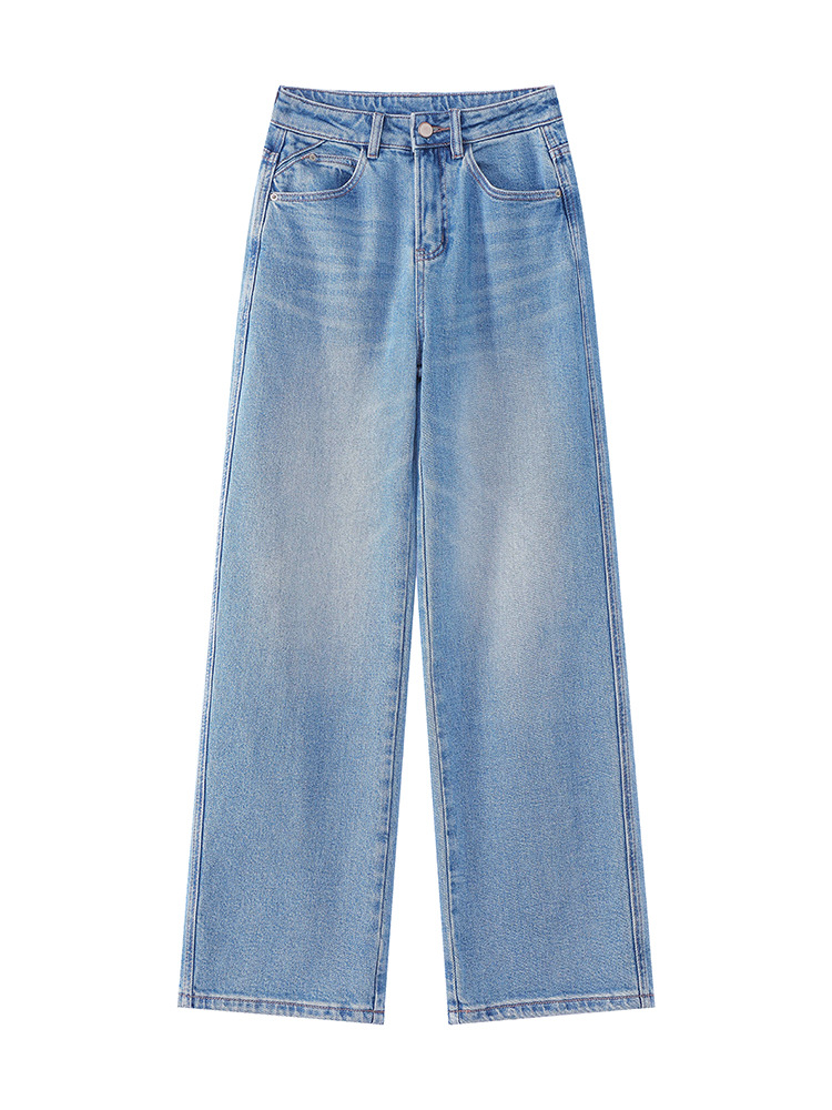 In early autumn, Turkey's heavyweight side-bone stretch narrow floor-length jeans are of high quality, featuring a retro high-waisted straight leg with a strong drape