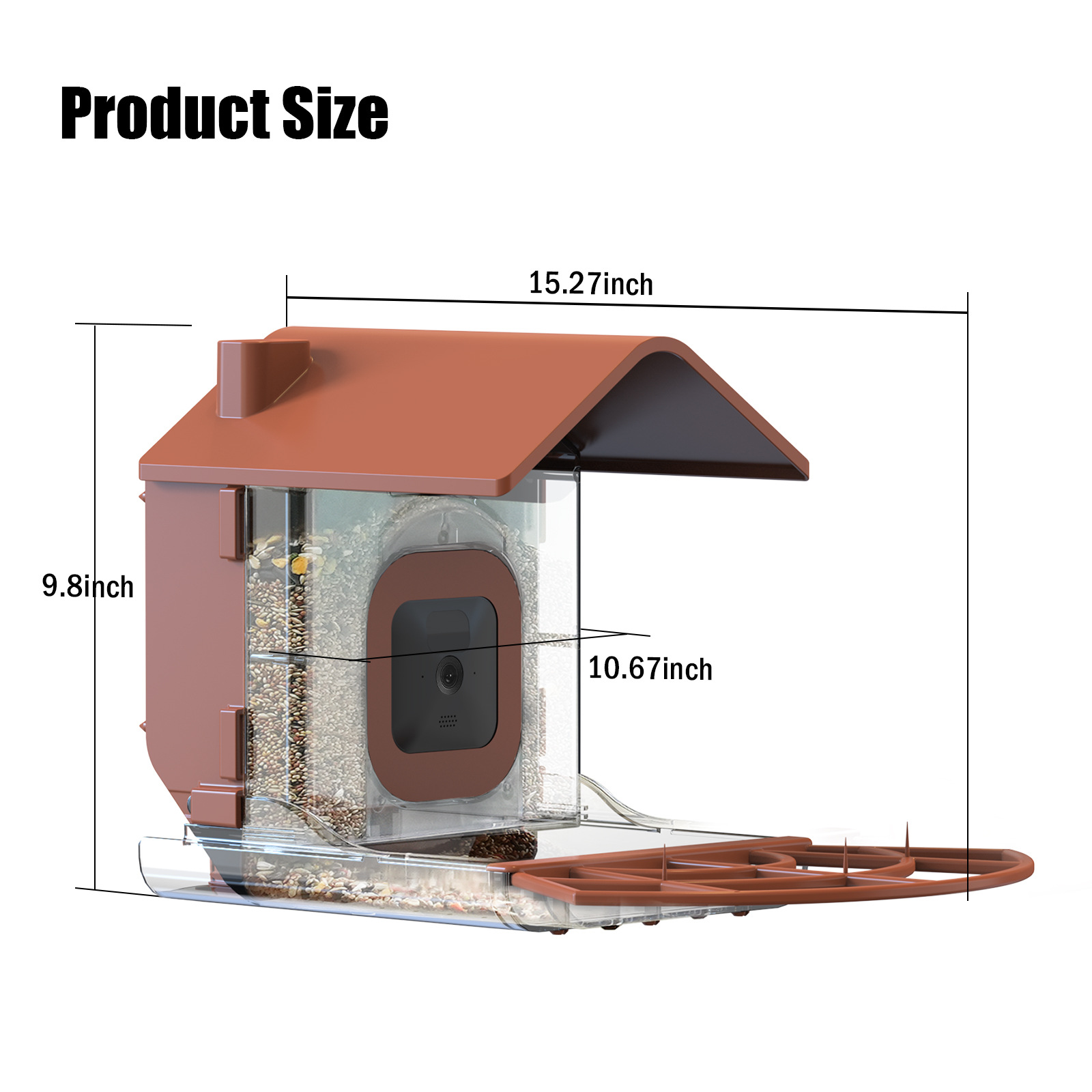 Cross-border bird watching device with camera housing, squirrel protection, large capacity, detachable and washable outdoor wall-mounted bird feeder