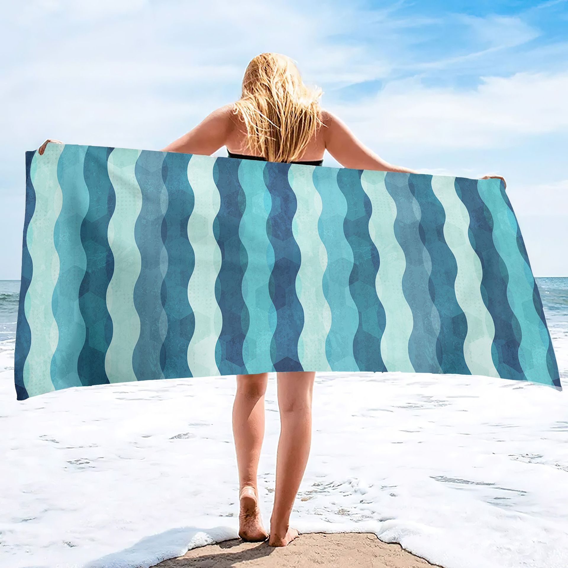 Cross-border TEMU absorbent and quick-drying beach towels, yoga sports towels, swimming beach bath towels, labeling and dropshipping.