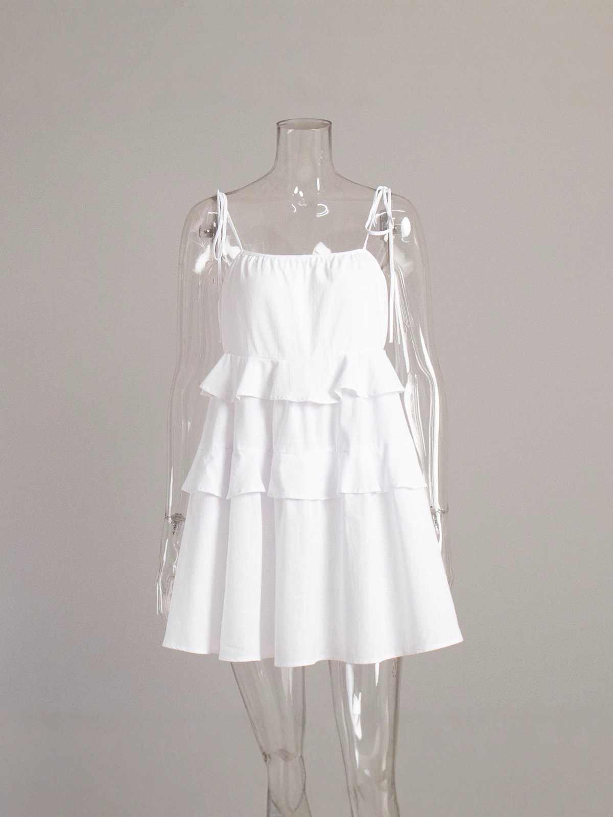 Cross-border European and American women's clothing summer multi-layer ruffled cake dress, short sweet and fresh backless halter dress