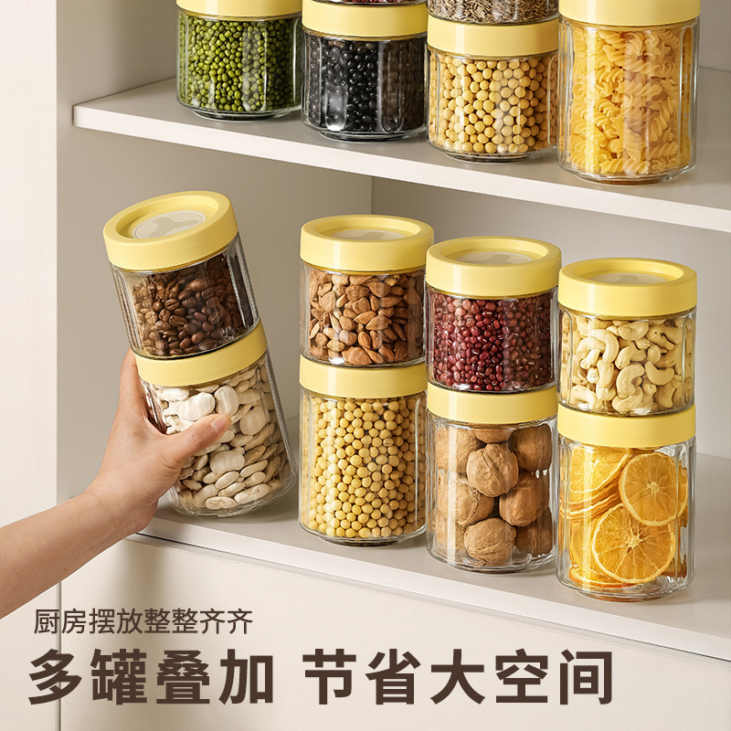 Cross-border Amazon sealed jar kitchen coarse grain glass storage jar storage box yogurt oatmeal breakfast cup