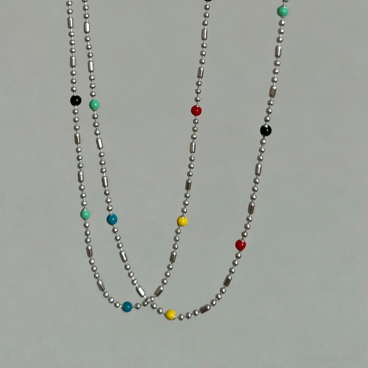 925 Sterling Silver Bead Necklace for Women, Niche Design, INS Style, Epoxy Resin Round Bead Snake Bone Chain, Simple, Versatile, Trendy, Light Luxury, Niche Style
