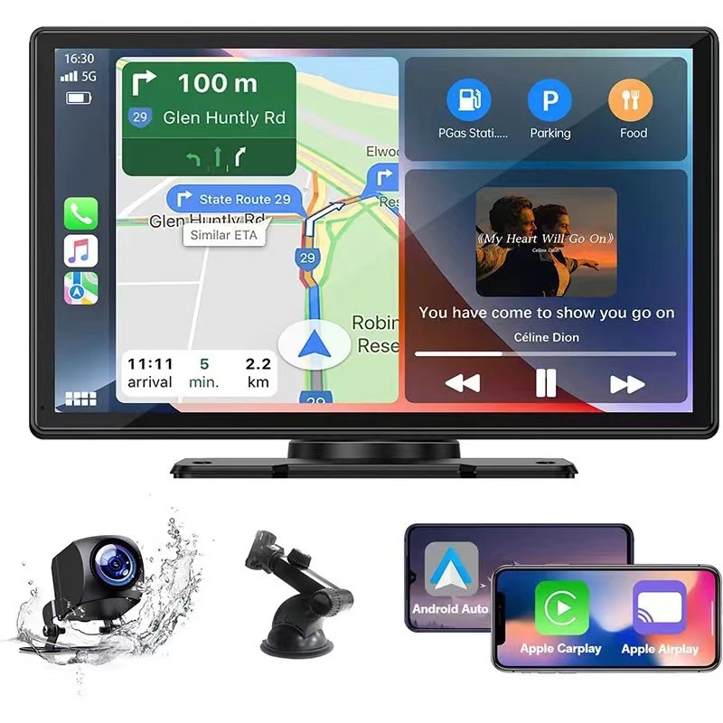 9-inch Portable CarPlay Dash Cam Wireless Android Auto Smart Screen Car Navigation MP5 Player