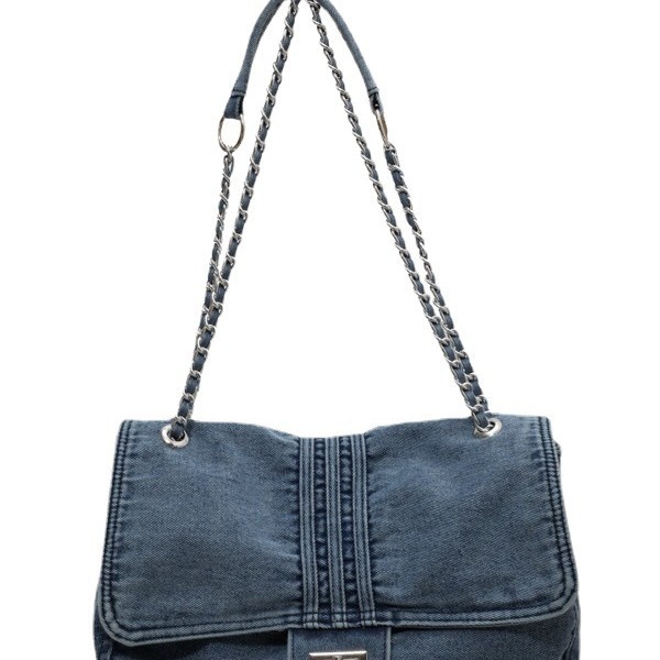 Women's Denim Bag 2024 New Fashion Large Capacity Chain Shoulder Bag High-End Commuter Tote Hobo Bag