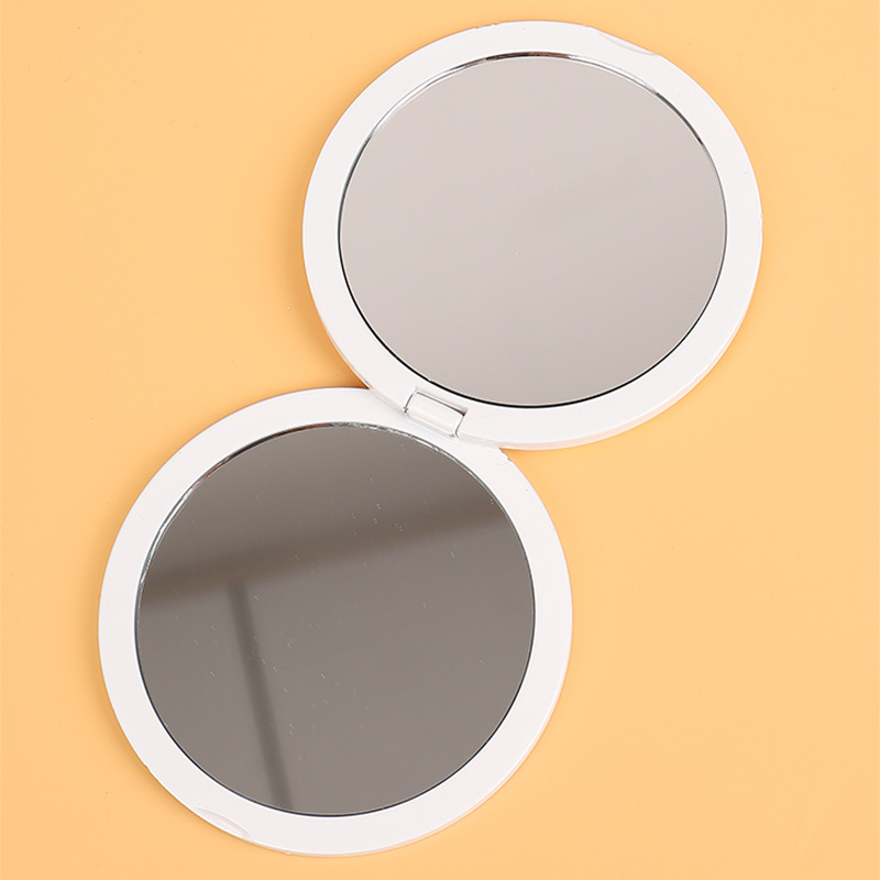 Flip-top folding double-sided mirror metal round mini portable makeup mirror, customizable logo round gift mirror