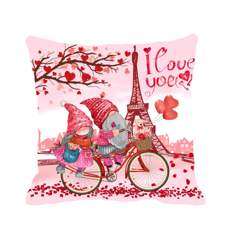 timu Valentine's Day pillow, red heart-shaped printed cushion, linen pillow, cross-border home pillow cover, pillow cover