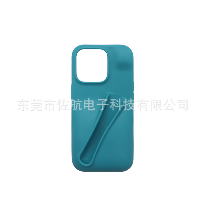 Hailey's style silicone Apple iPhone 16 case that can hold lipstick and lip gloss.