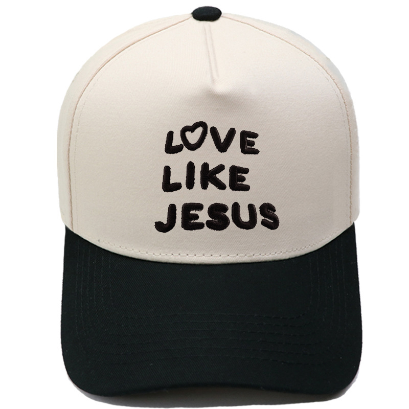 Cross-border best-selling LVE LIKE heart-embroidered color-block baseball cap, truck driver hat, retro casual hat for men and women.