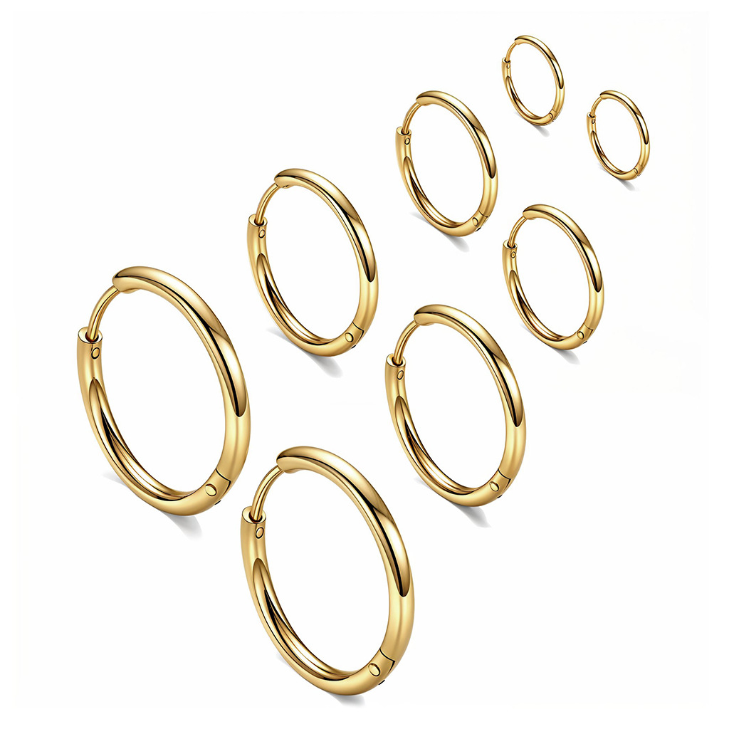 2025 New European and American Style Fashionable Real Gold Electroplated Earrings, Unique and Versatile Hoop Earrings, Niche Design Ear Clips