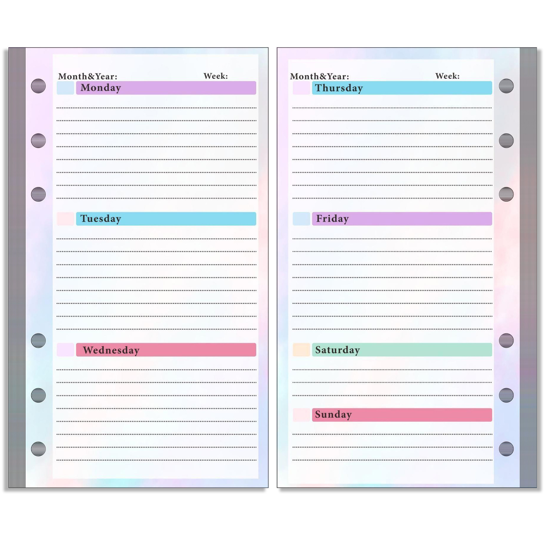 Foreign trade 6-hole loose-leaf refill accessories package weekly plan savings budget card inner page A6 monthly plan inner notebook