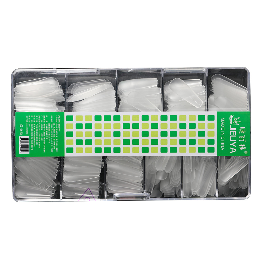 Jialiya Nail Art nail plates: Ultra-thin, seamless wearable nail plates, full and half veneers, flat arc transparent veneers, touch-sized, frosted nail plates