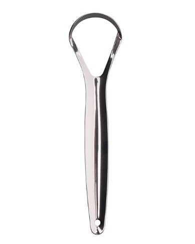 Stainless steel U-shaped tongue scraper, large opening, tongue cleaner, bad breath remover, oral hygiene tool set in metal box.