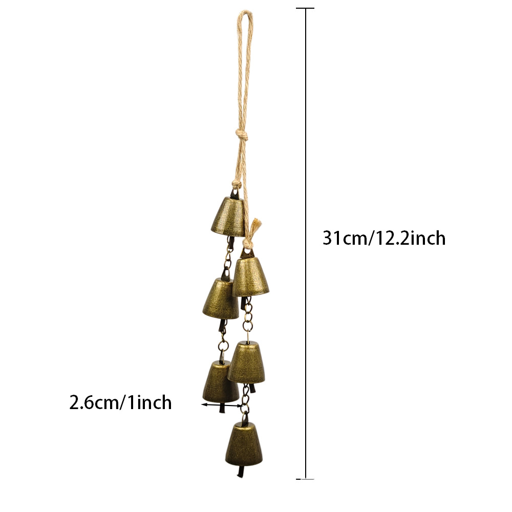 Cross-border hemp rope bell string 6 bell pendant home decoration garden courtyard decoration DIY handmade bell