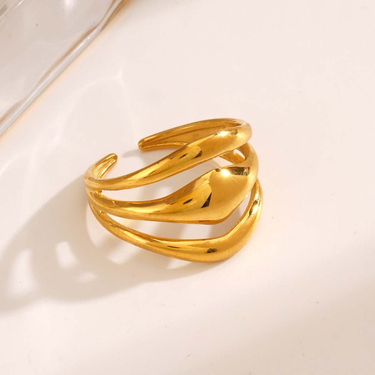 European and American fashion trends: stainless steel minimalist multi-layered line rings with unique hip-hop exaggerated designs and vacuum electroplating.