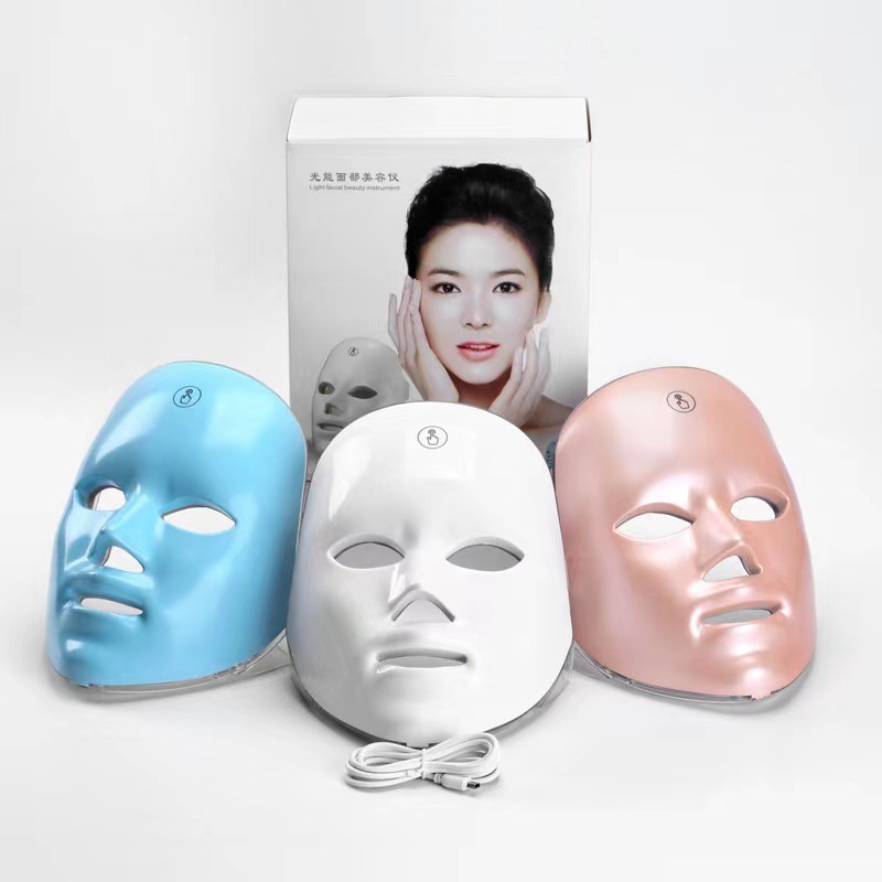 Home-use beauty device, facial mask, spectrometer, skincare, red and blue light, acne treatment, LED color light, rechargeable photon skin rejuvenation.