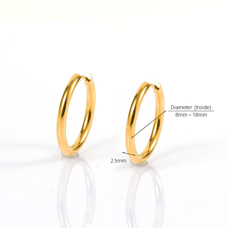 Cross-border European and American style smooth circle earrings, fashion stainless steel ear clips, titanium steel round earrings, earring accessories wholesale