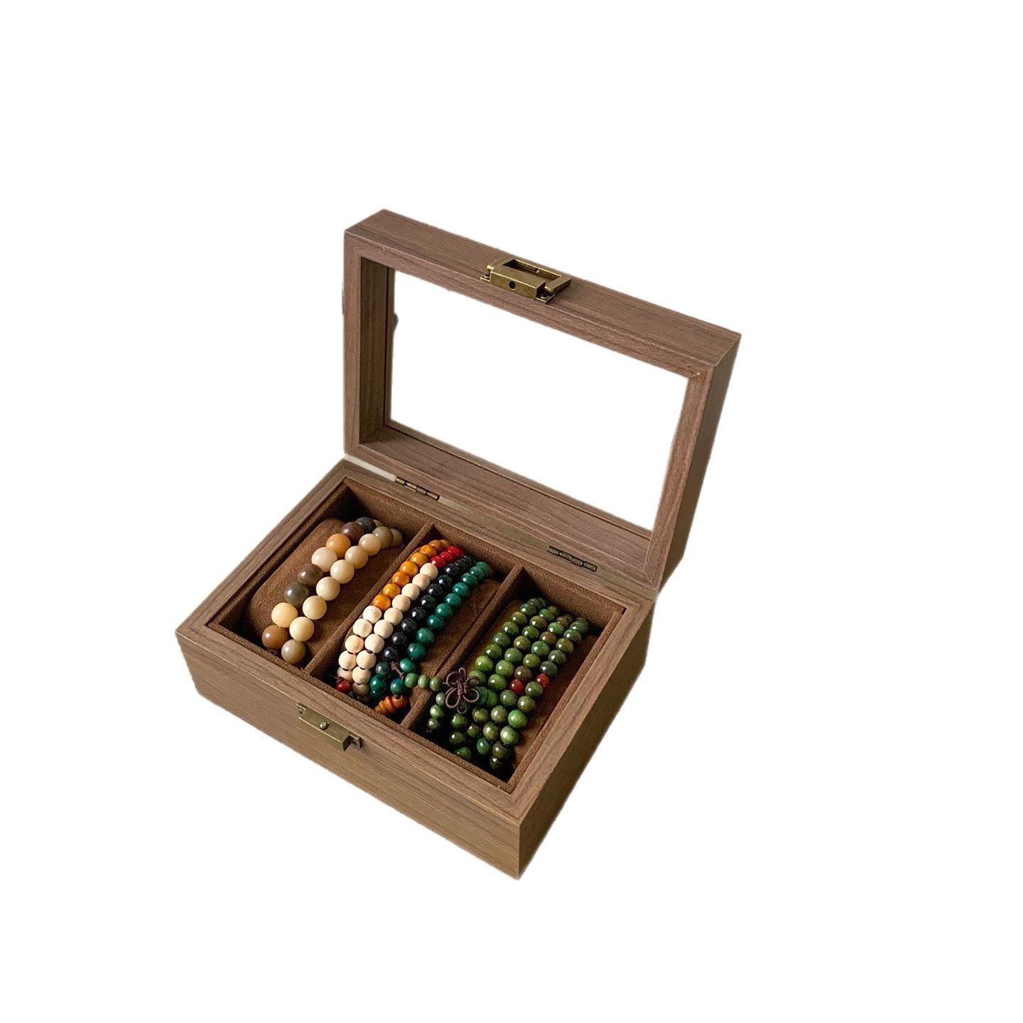Wooden vintage crystal bracelet storage box, jewelry box, bangle and prayer bead display box, antique bracelet storage box