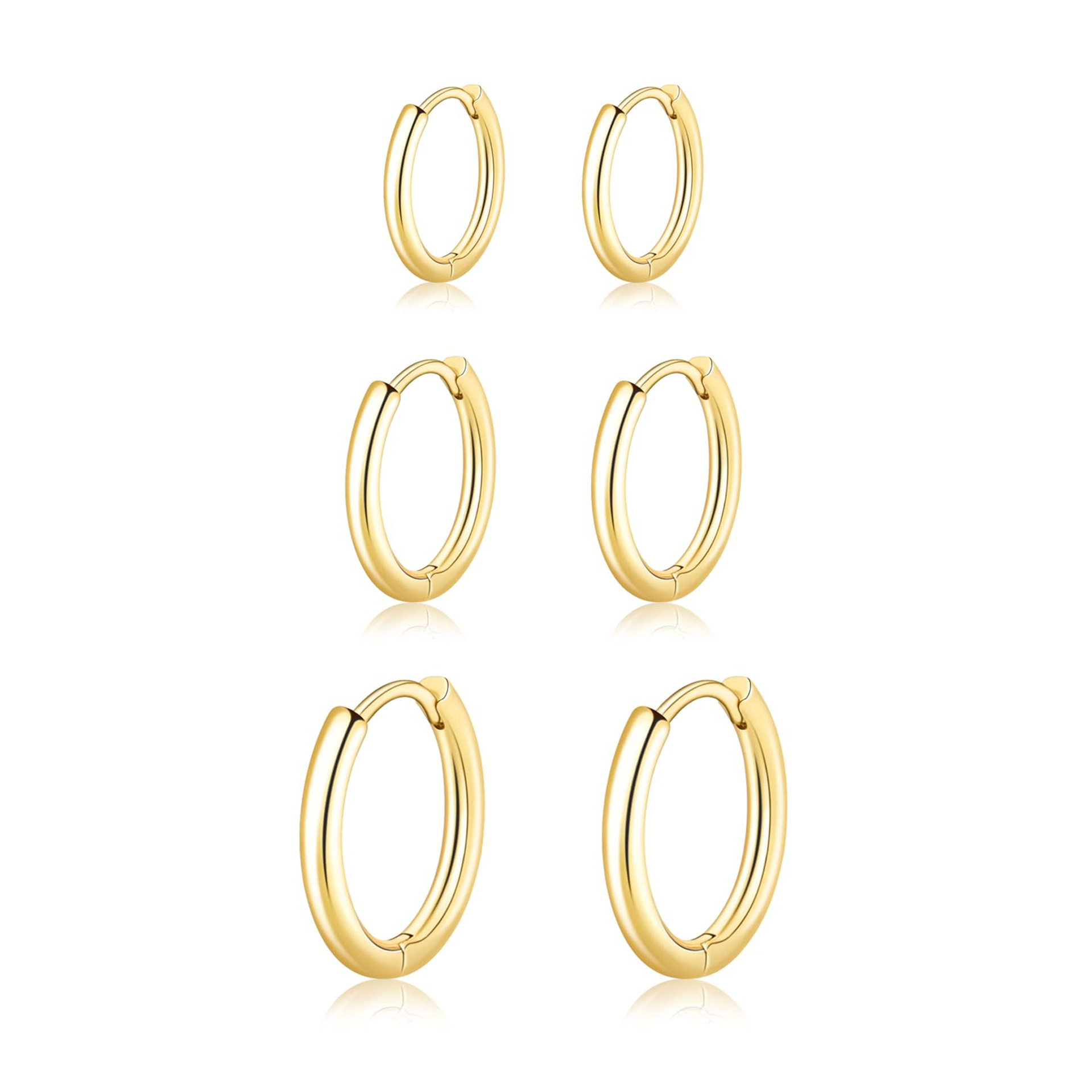 Zhenping stainless steel earrings, simple and unique titanium steel round wire earrings, polished earrings, unisex European and American style ear cuffs, circle earrings.
