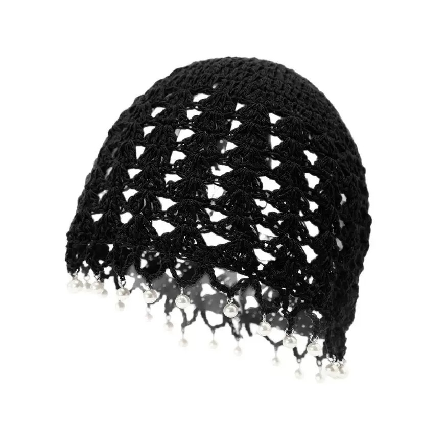 Hollow-out Japanese style knitted hat for spring, summer and autumn, thin and breathable, handmade crochet sweet woolen hat
