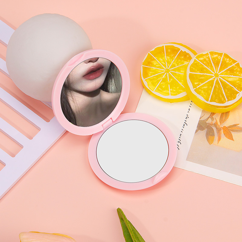 Butter glue accessories double-sided small round mirror macaron color foldable mirror DIY craft material pocket mirror