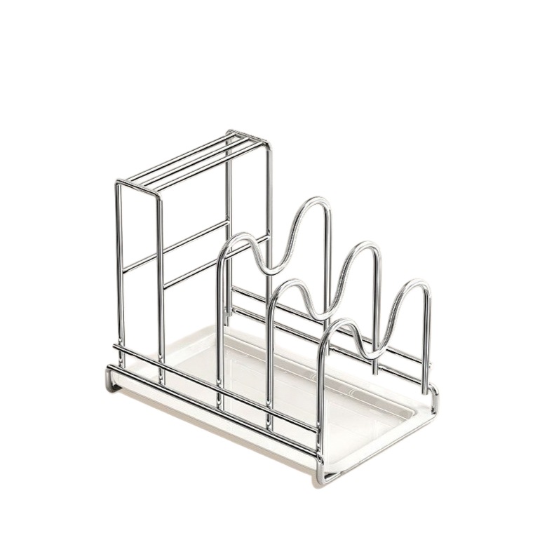 Stainless steel kitchen knife rack, storage rack, kitchen knife cutting board, pot lid integrated multi-functional countertop, cutting board placement rack FF