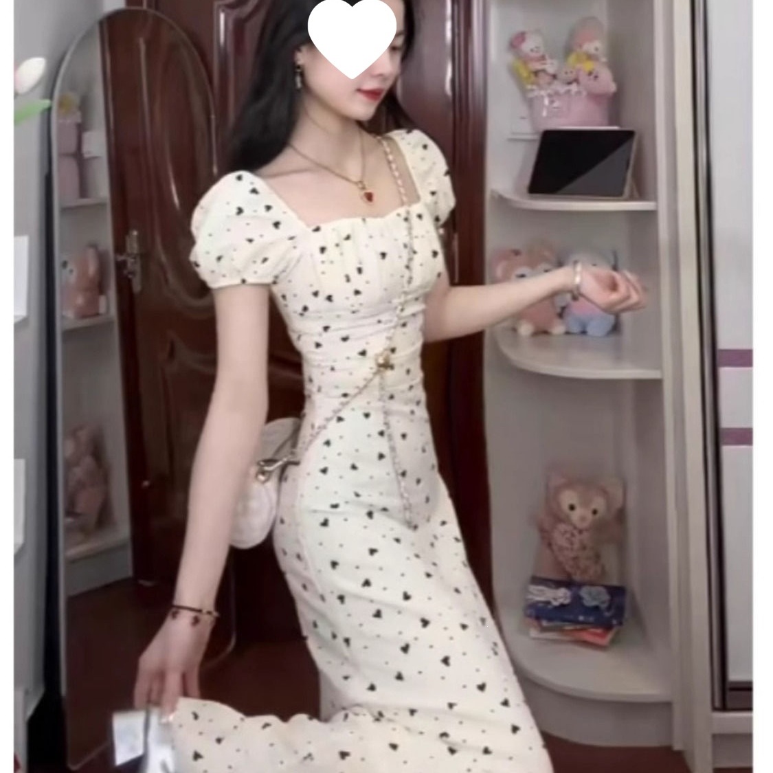 2026 Summer Dress: Slim Fit, Flattering, and Elegant French Style Square Neck Floral Polka Dot Maxi Dress
