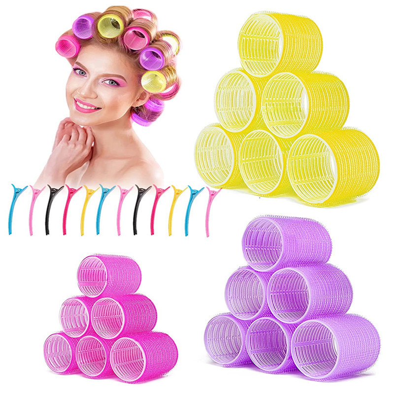 Extra Large Hair Curling Iron Set with Self-Holding Curling Rollers for Long, Medium, Short, Thick, and Fine Hair, and Bangs - Plastic Curling Tubes
