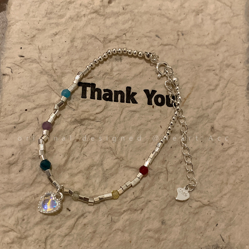 Delicate silver aquamarine bracelet for women, 2026 new style, simple and luxurious, niche and exquisite, Instagram style.