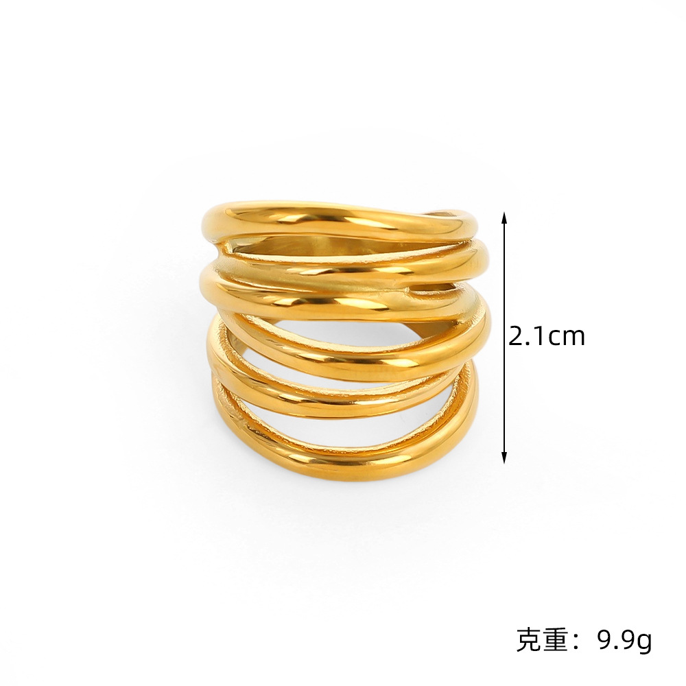 European and American style gold-plated open ring with diamond setting, epoxy resin, stainless steel geometric design, adjustable jewelry wholesale.