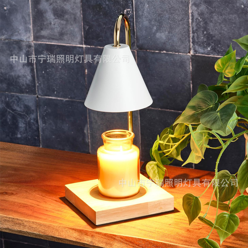 Cross-border aromatherapy table lamp, candle lamp, bedroom bedside candle lamp, timed and dimmed wooden flameless aromatherapy table lamp