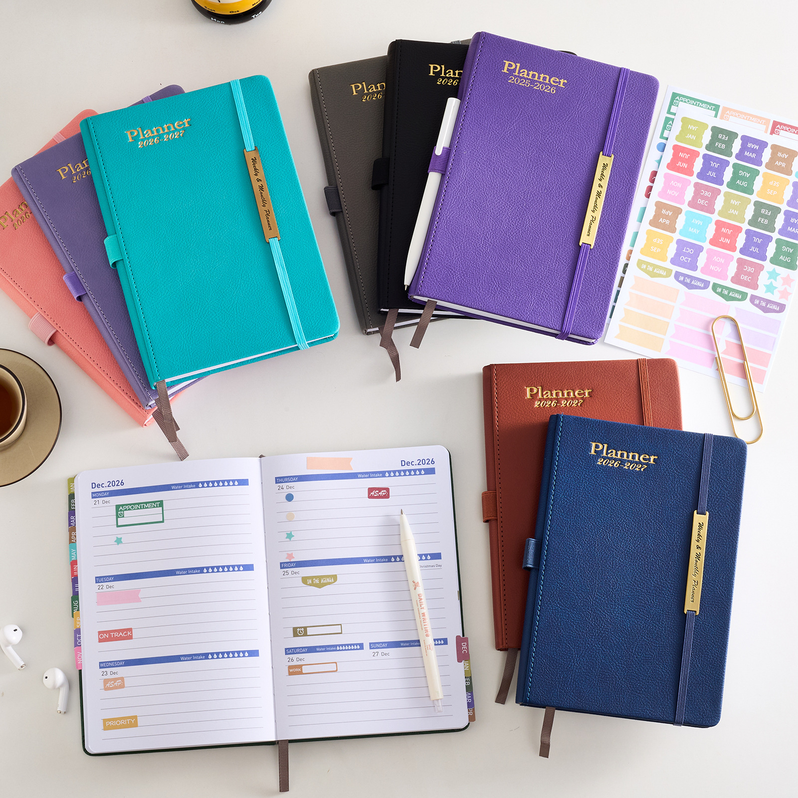 Amazon 2026-2027 Planner/Die Planner/18-Month Faux Leather English Calendar/Weekly Calendar Notebook