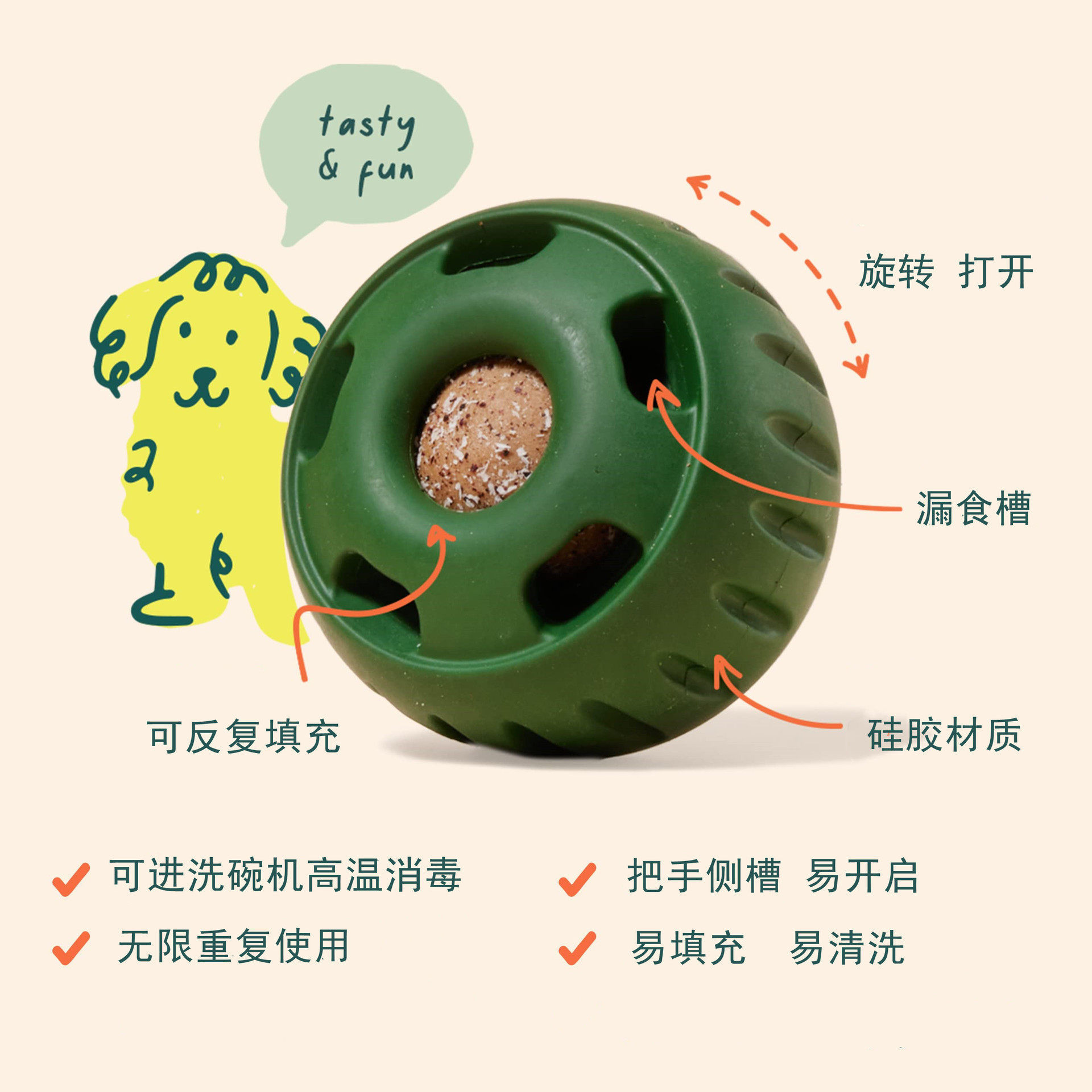 Cross-border bestseller Pupsicle dog silicone slow food container, teething, leaky food licking toy ball tray, grinding tool