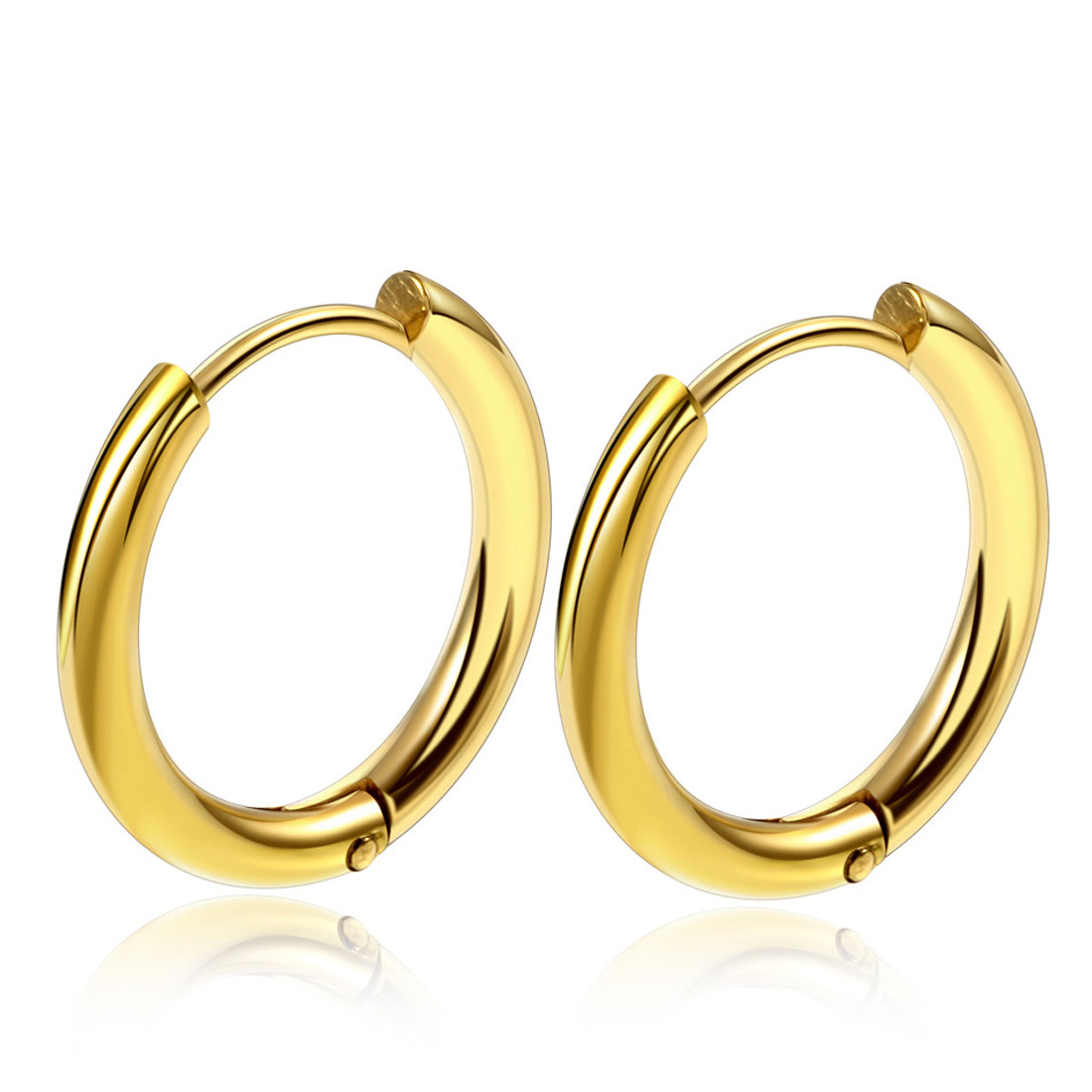 Stainless steel earrings, round, Korean style, men's stud earrings, European and American street style, versatile, vacuum plated, factory direct supply.