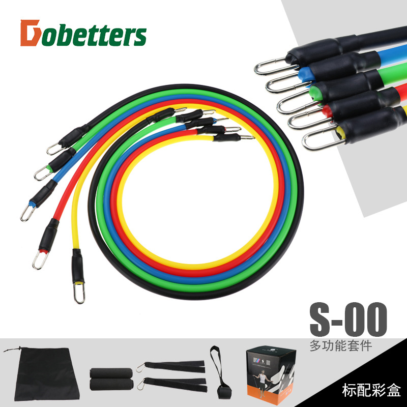 11-piece resistance band set, fitness function resistance band set, muscle training belt, elastic set wholesale.