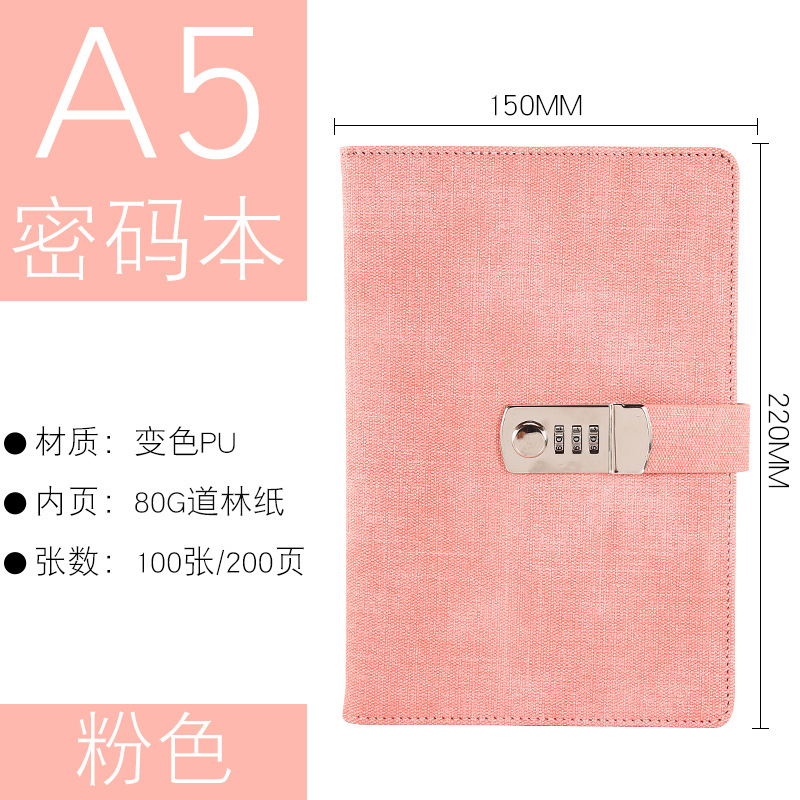 Cross-border password book, lockable diary, simple canvas notebook, notepad, student European retro handbook